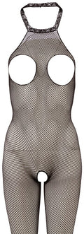 NO:XQSE - Catsuit Aperto in Rete con Scollo all'Americana Nero