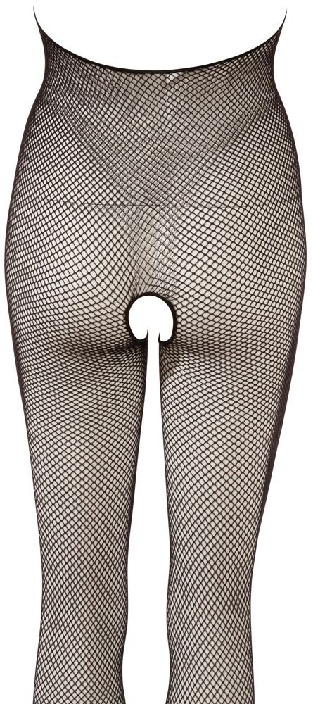 NO:XQSE - Catsuit Aperto in Rete con Scollo all'Americana Nero