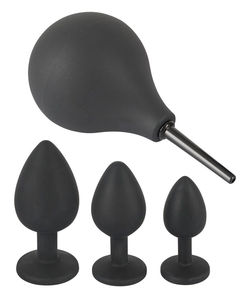 Black Velvets Anal Kit - Doccia Anale e 3 Plug con Gemma