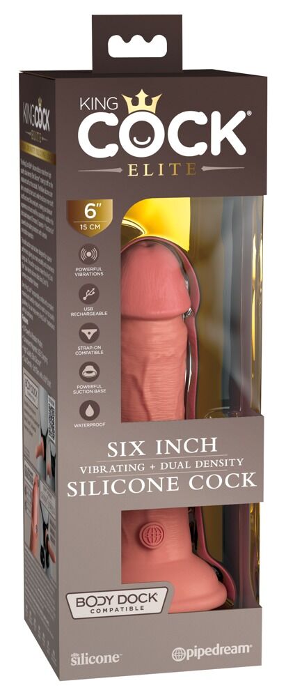 King Cock Elite 6" Silicone Cock - Vibratore Realistico Ricaricabile