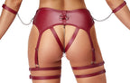 Cottelli BONDAGE - Set Reggiseno, Perizoma Reggicalze e Manette Rosso Scuro