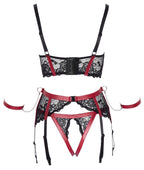 Cottelli BONDAGE - Set Reggiseno, Reggicalze, String e Polsini Nero