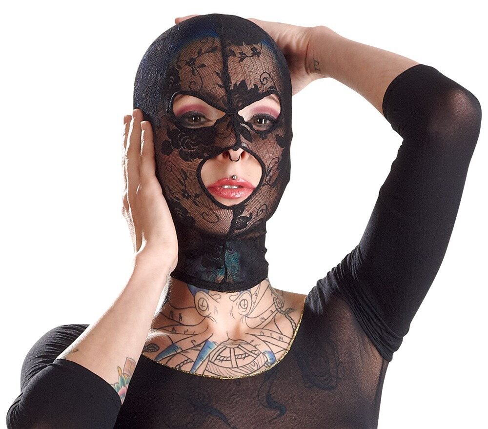 Bad Kitty Maschera Integrale in Pizzo Nero