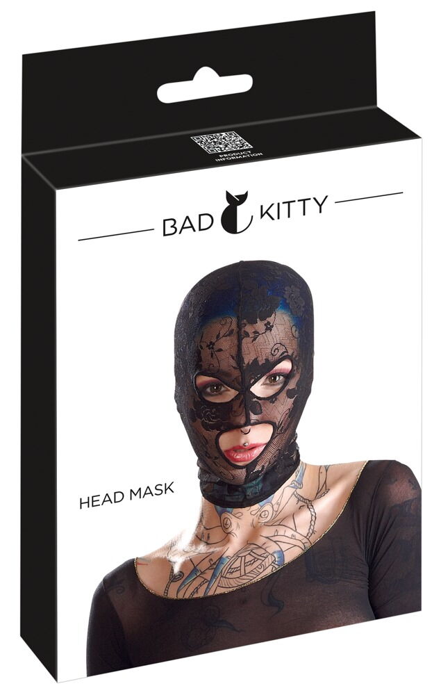 Bad Kitty Maschera Integrale in Pizzo Nero