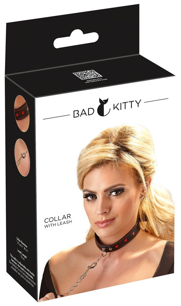 Bad Kitty Collare con Guinzaglio a Catena in Similpelle