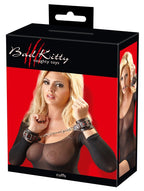 Bad Kitty Manette in Similpelle Nera con Cuori Rossi