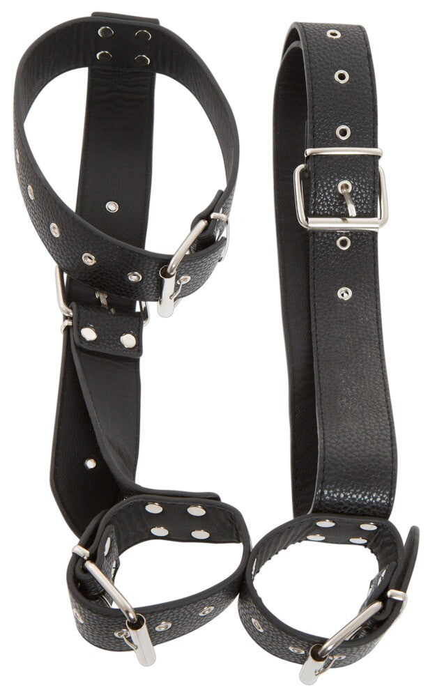 Bad Kitty Imbracatura Collo-Polsi in Similpelle con Manette