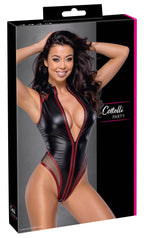 Cottelli PARTY - Body Effetto Opaco con Rete e Zip Integrale Nero