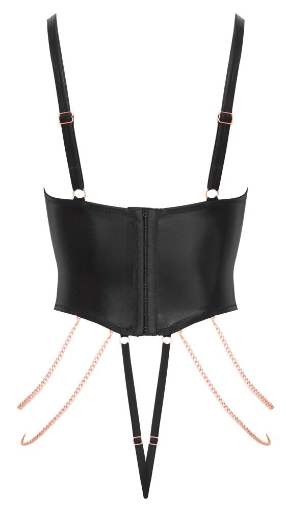 Abierta Fina - Body String Wet Look con Catene Oro Rosa Nero