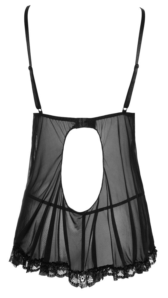 Cottelli LINGERIE - Babydoll con Rouches, Fiocchi e String Nero