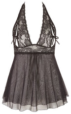 Cottelli CURVES - Babydoll all'Americana con Coppe a Fessura e Fiocchi Nero