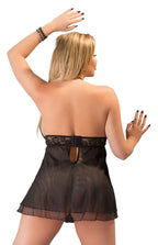 Cottelli CURVES - Babydoll all'Americana con Coppe a Fessura e Fiocchi Nero
