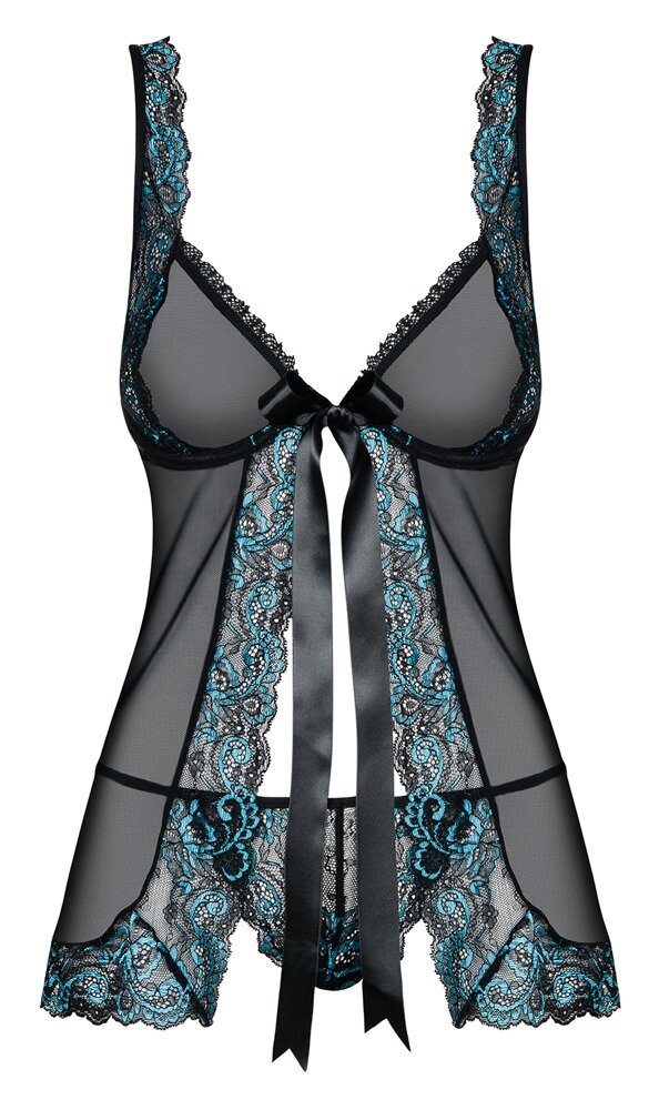 Obsessive Amanta - Babydoll Trasparente Aperto Davanti con String Nero