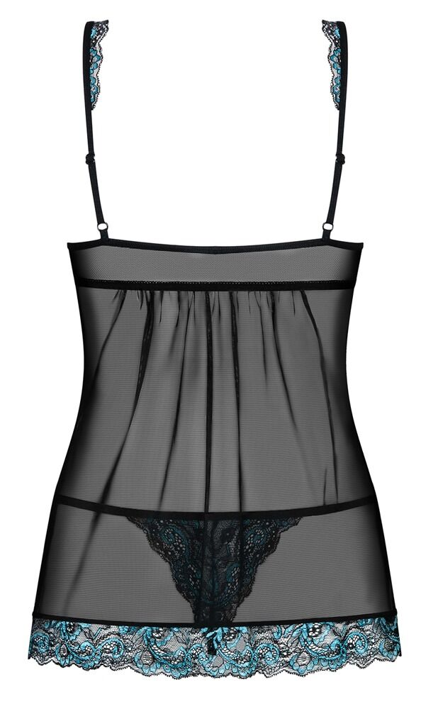 Obsessive Amanta - Babydoll Trasparente Aperto Davanti con String Nero