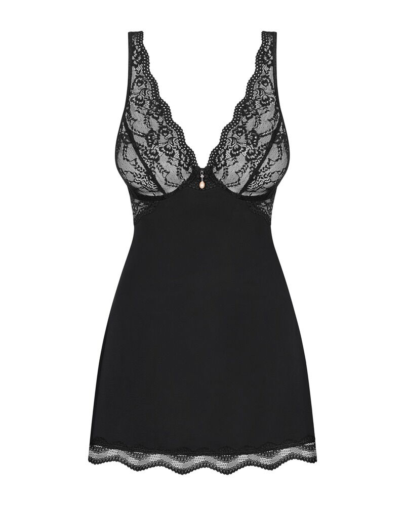Obsessive Luvae - Babydoll Trasparente con Perla e Perizoma Nero