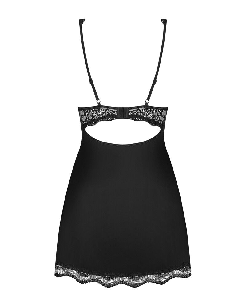 Obsessive Luvae - Babydoll Trasparente con Perla e Perizoma Nero