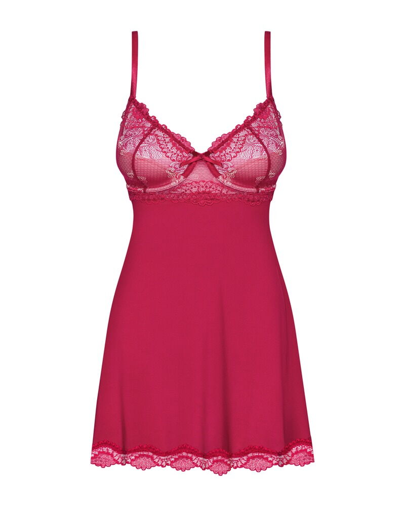 Obsessive Rosalyne - Babydoll e Tanga per Seno Abbondante Rosso Vino