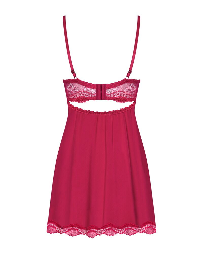 Obsessive Rosalyne - Babydoll e Tanga per Seno Abbondante Rosso Vino