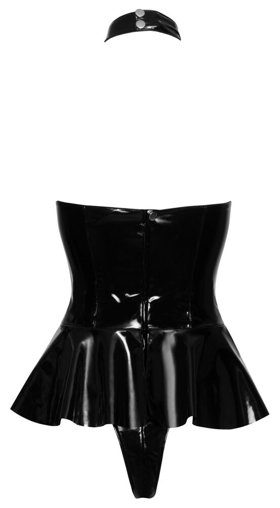 Black Level - Body in Vinile con Gonna Svasata e Fibbie Nero