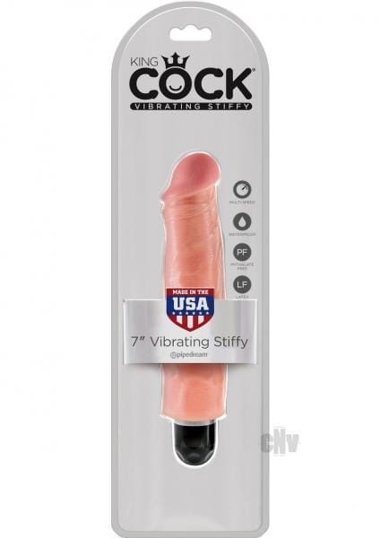 King Cock 7 inches Vibrating Stiffy Beige
