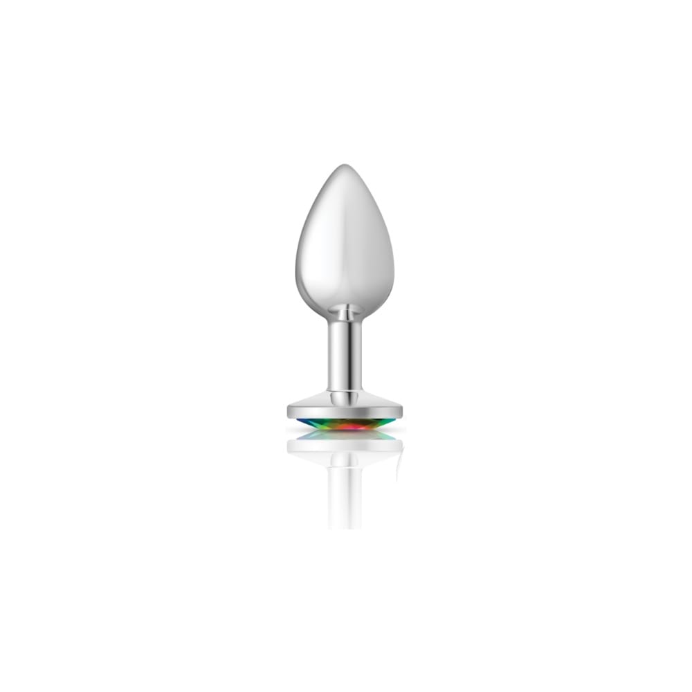 Rainbow Round Gem Silver Metal Plug - Sm