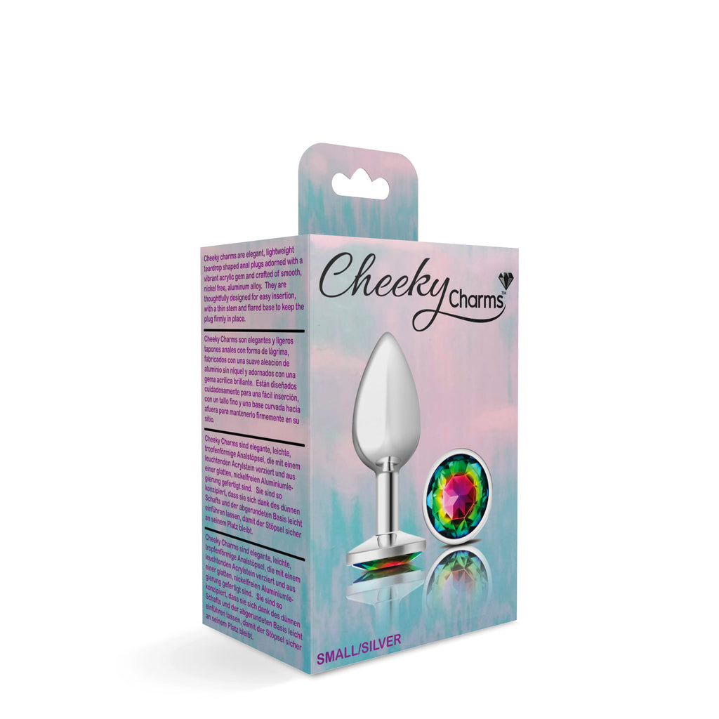 Rainbow Round Gem Silver Metal Plug - Sm