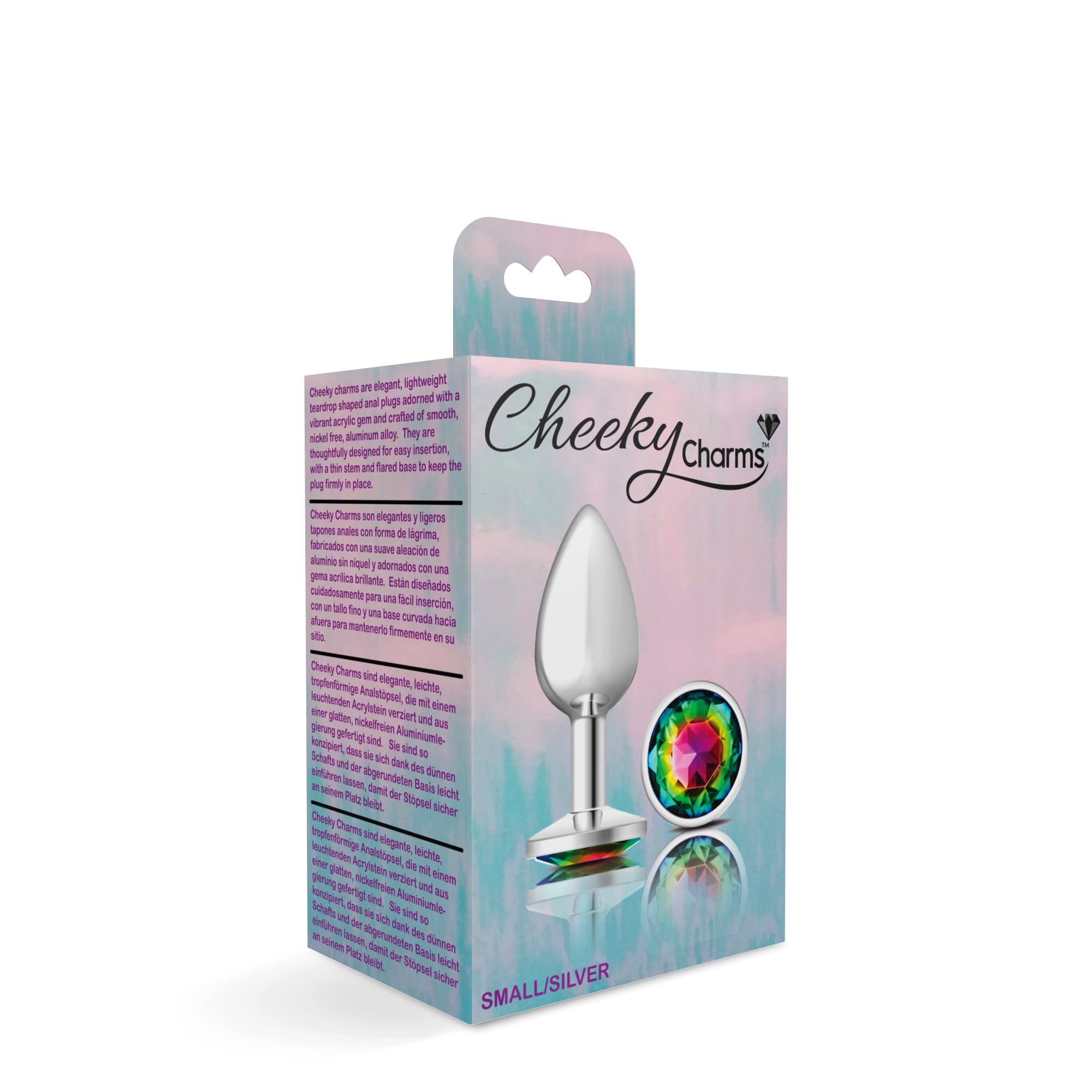 Rainbow Round Gem Silver Metal Plug - Sm