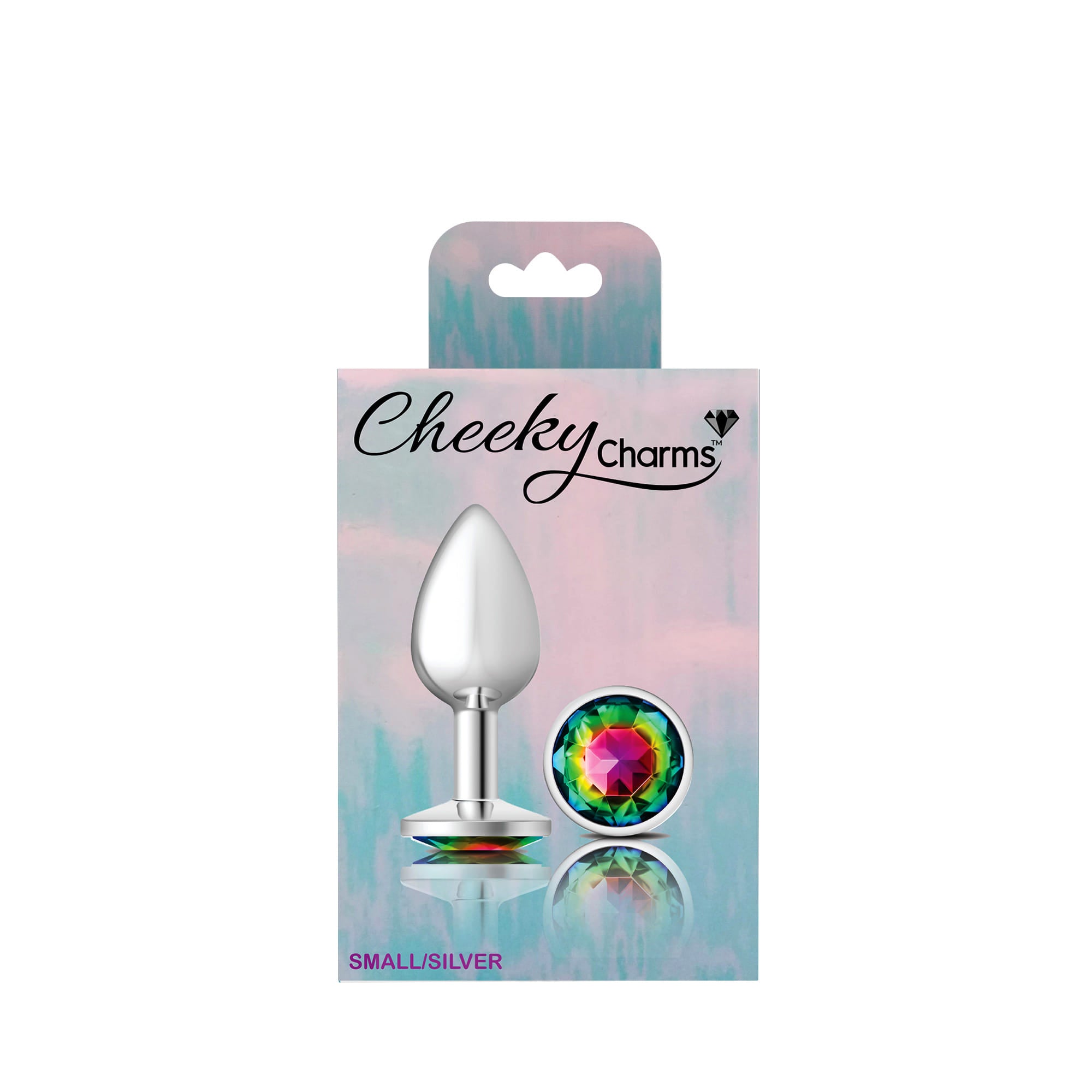 Rainbow Round Gem Silver Metal Plug - Sm