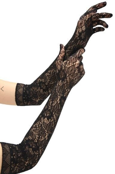 Allover lace opera glove black